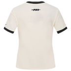 MLB BALTIMORE ORIOLES RETRO CASCADE T-SHIRT À BORDURES CONTRASTANTES POUR FEMME (COQUILLE D'ŒUF/NOIR)