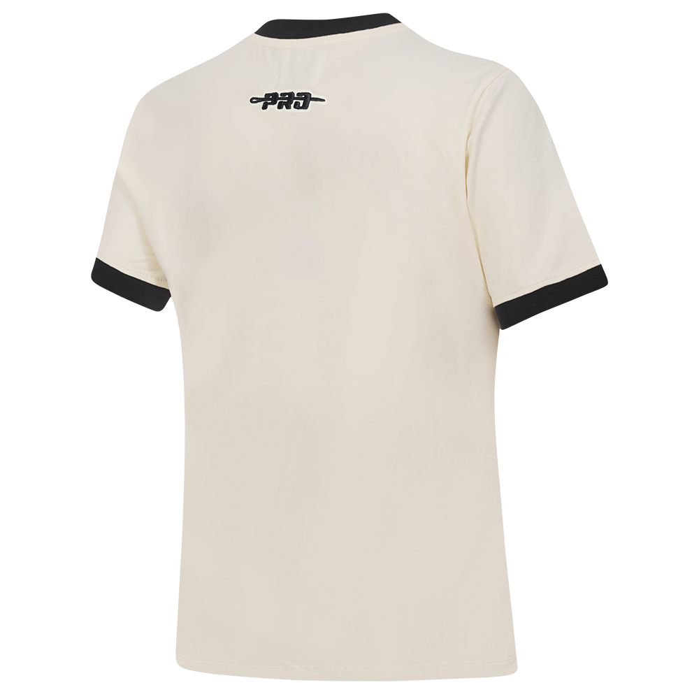 MLB BALTIMORE ORIOLES RETRO CASCADE T-SHIRT À BORDURES CONTRASTANTES POUR FEMME (COQUILLE D'ŒUF/NOIR)