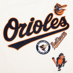 MLB BALTIMORE ORIOLES RETRO CASCADE T-SHIRT À BORDURES CONTRASTANTES POUR FEMME (COQUILLE D'ŒUF/NOIR)