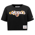 MLB BALTIMORE ORIOLES RETRO ELEVATION WOMEN'S SINGLE JERSEY BOXY TOP (BLACK)