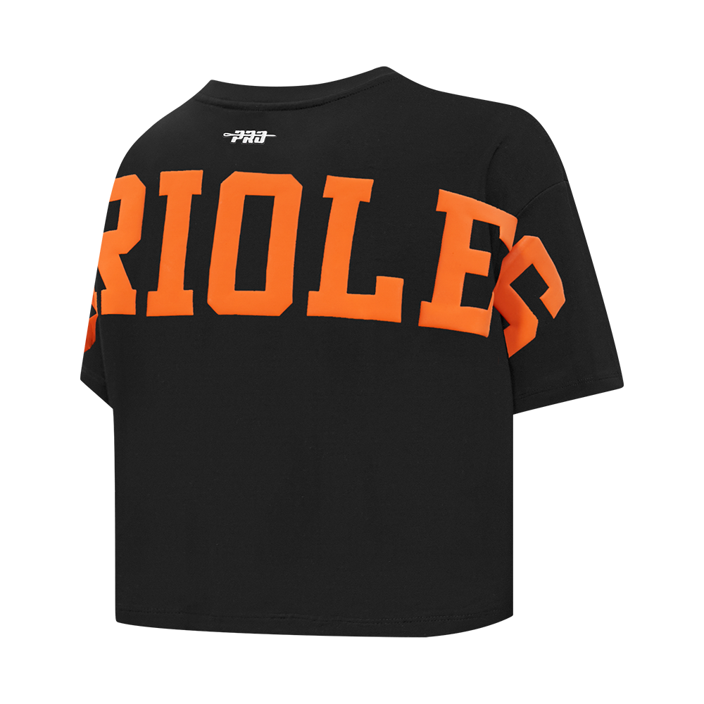 MLB BALTIMORE ORIOLES WINGSPAN T-SHIRT EN JERSEY SIMPLE À COUPE CARRÉE POUR FEMME (NOIR)