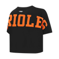 MLB BALTIMORE ORIOLES WINGSPAN T-SHIRT EN JERSEY SIMPLE À COUPE CARRÉE POUR FEMME (NOIR)