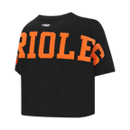 MLB BALTIMORE ORIOLES WINGSPAN T-SHIRT EN JERSEY SIMPLE À COUPE CARRÉE POUR FEMME (NOIR)