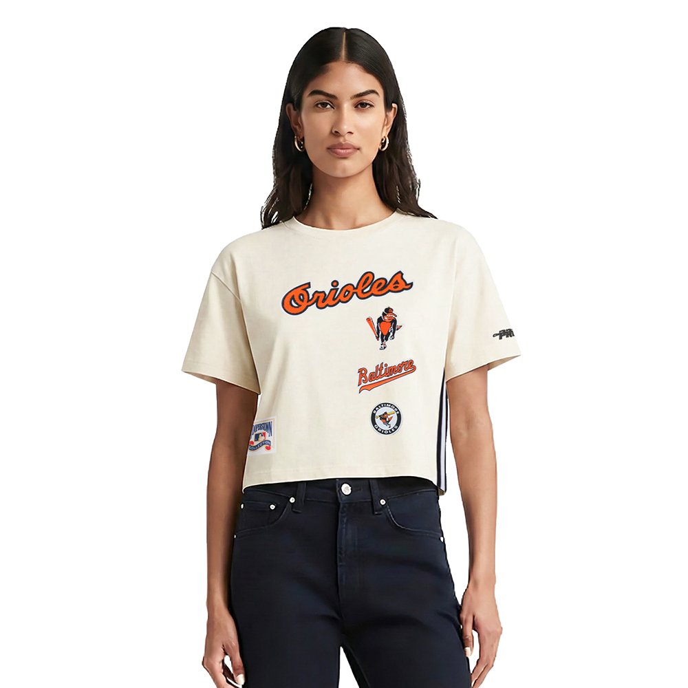 MLB BALTIMORE ORIOLES  RETRO CLASSIC WOMEN'S SJ BOXY TOP (EGGSHELL)