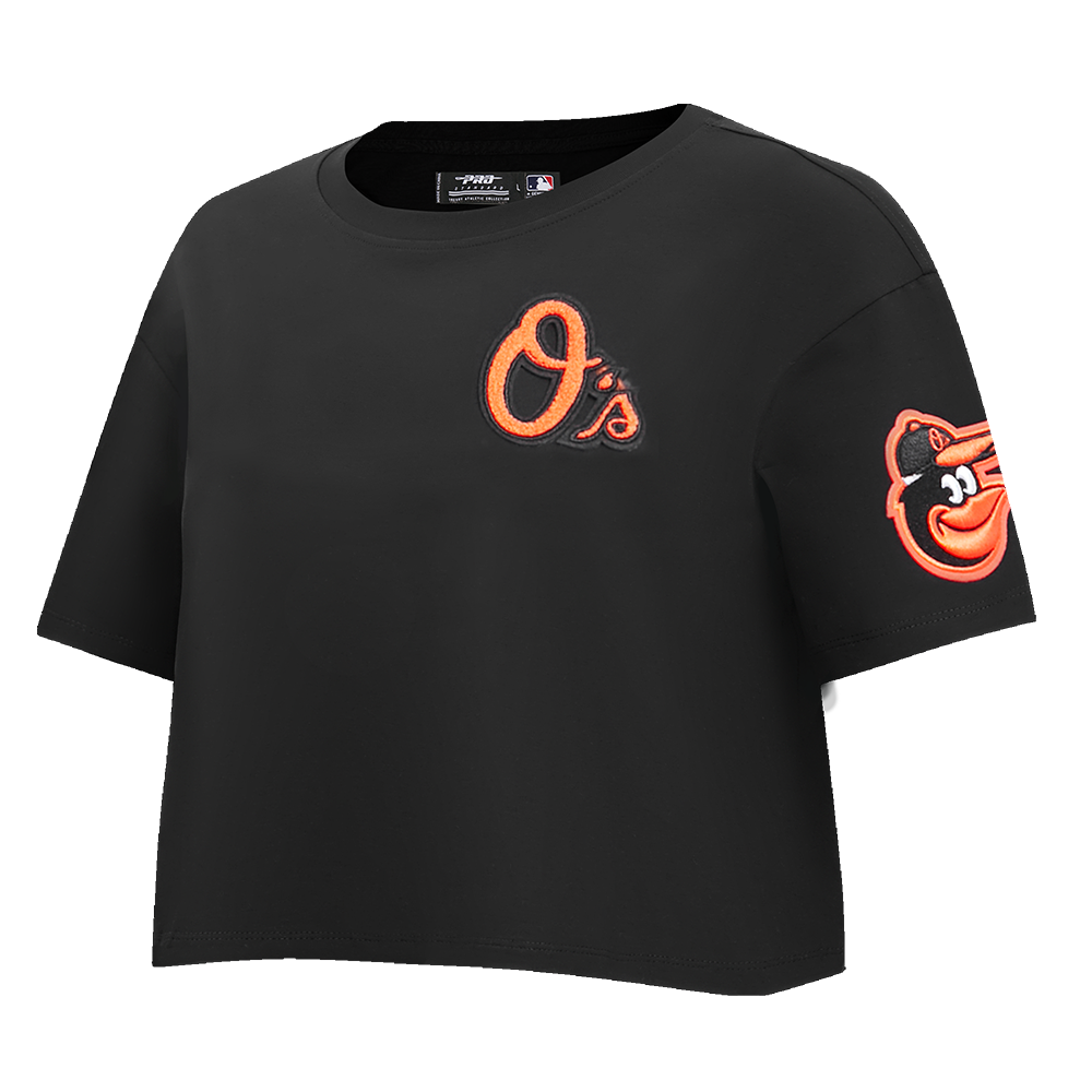 MLB BALTIMORE ORIOLES CLASSIC WOMEN'S SINGLE JERSEY BOXY TOP (BLACK)