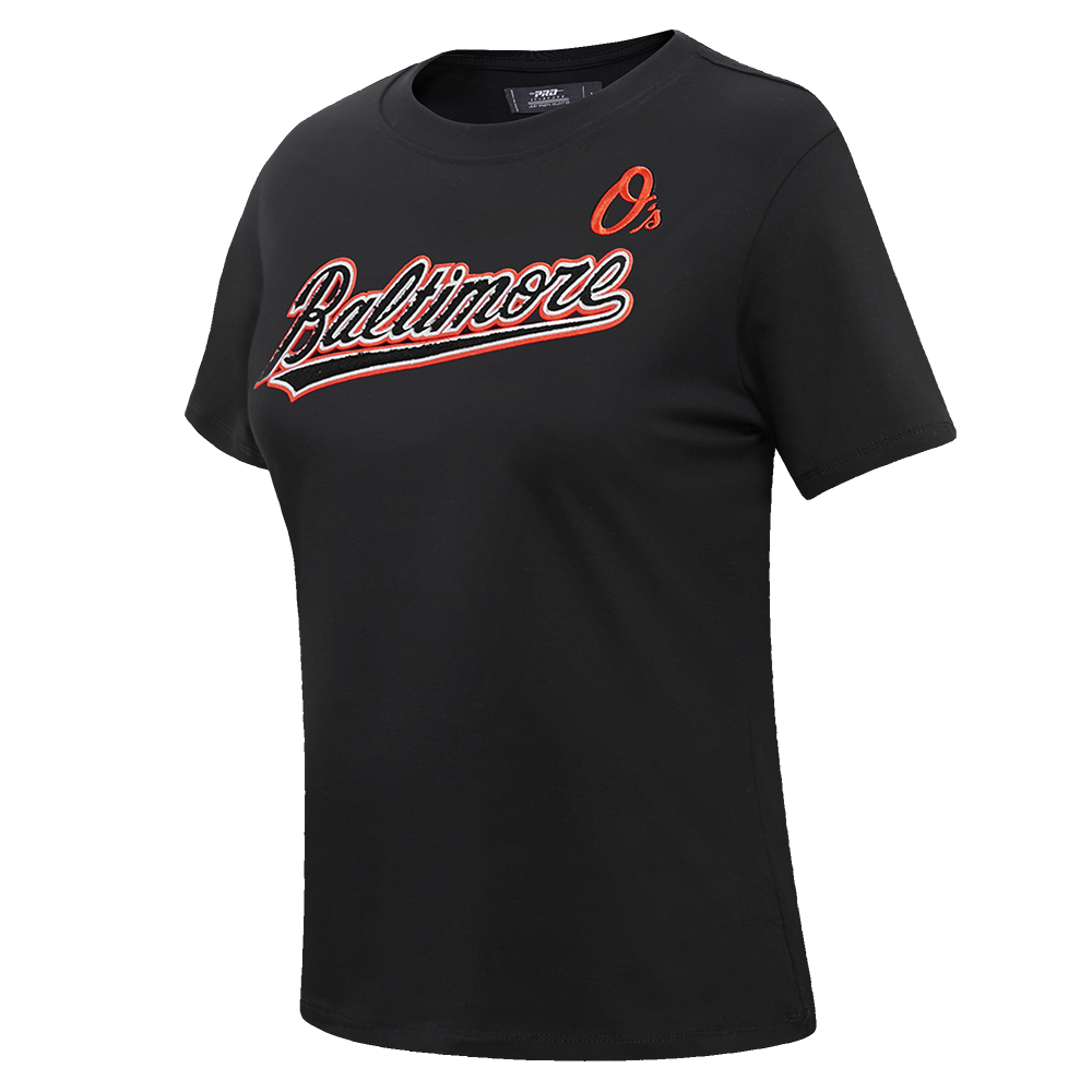 MLB BALTIMORE ORIOLES CLASSIC SHORT SLEEVE WOMEN'S SLIM FIT TOP (BLACK)