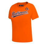 MLB BALTIMORE ORIOLES CLASSIC HAUT AJUSTÉ À MANCHES COURTES POUR FEMME (ORANGE)