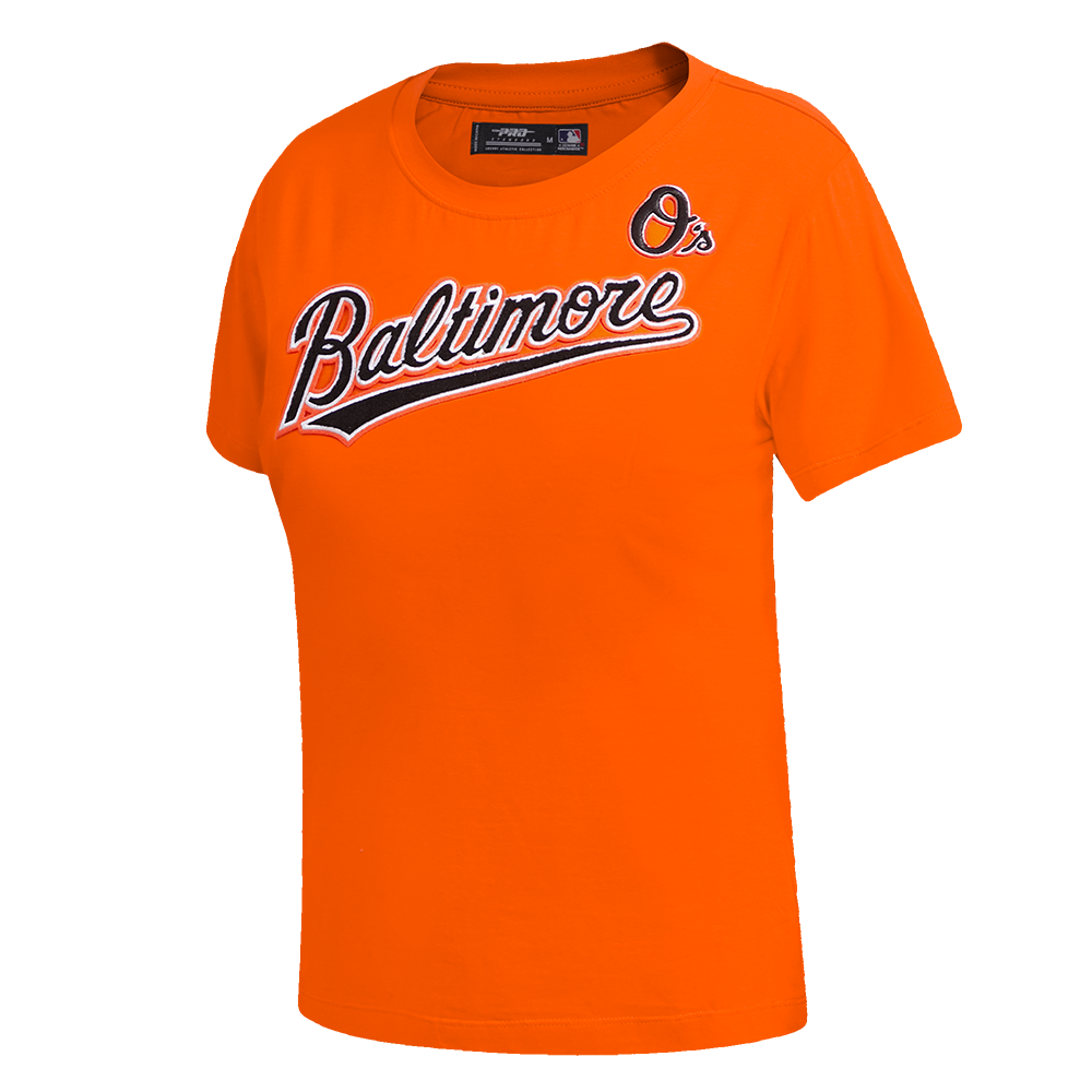 MLB BALTIMORE ORIOLES CLASSIC SHORT SLEEVE WOMEN'S SLIM FIT TOP (ORANGE)