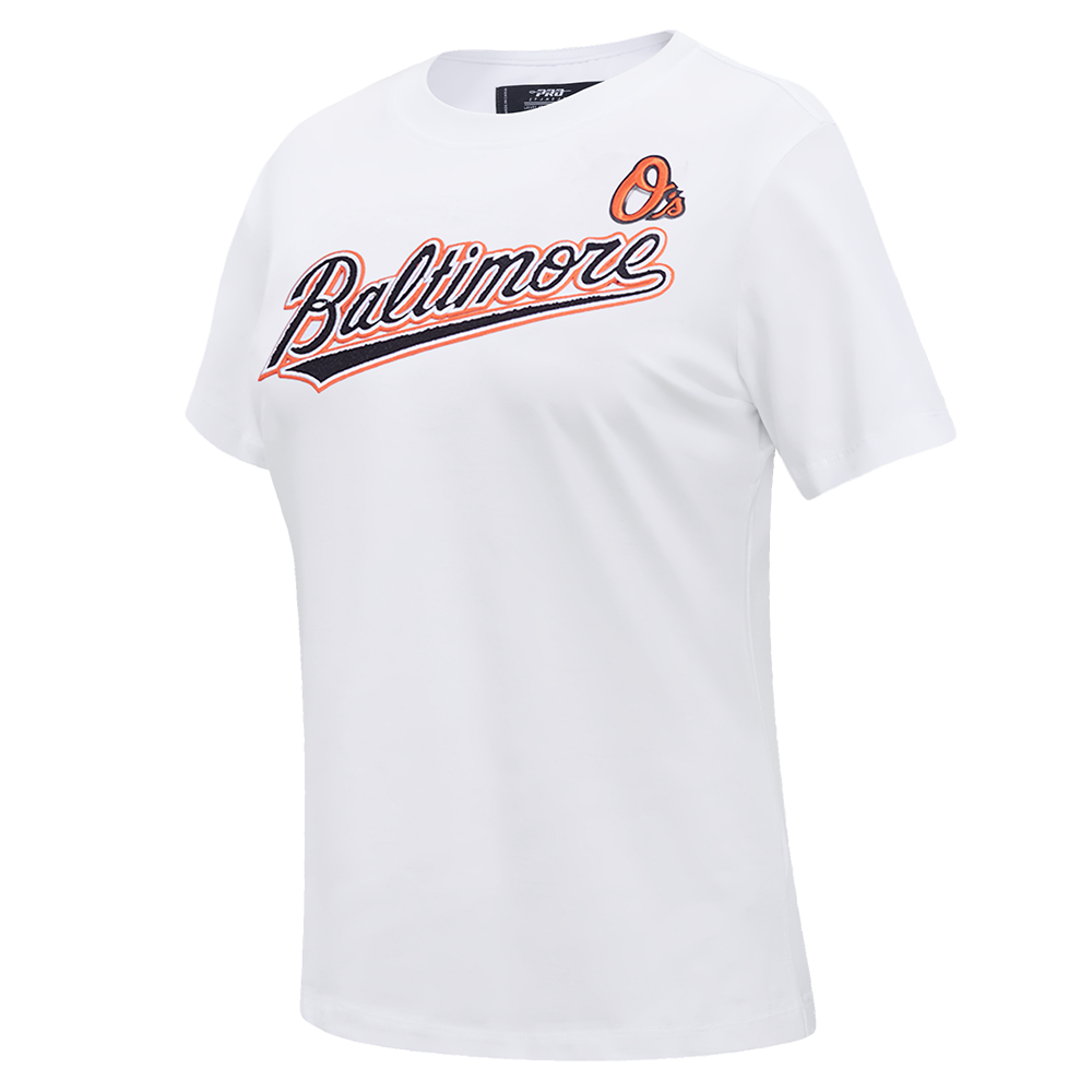 MLB BALTIMORE ORIOLES CLASSIC SHORT SLEEVE WOMEN'S SLIM FIT TOP (WHITE)