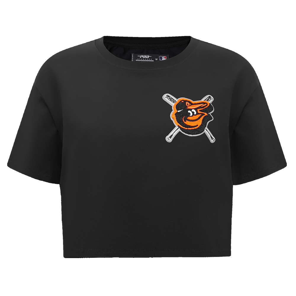 MLB BALTIMORE ORIOLES MASHUP WOMEN'S BOXY TOP (BLACK)