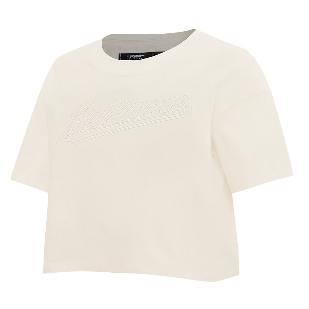 MLB BALTIMORE ORIOLES NEUTRAL WOMEN'S BOXY TOP (EGGSHELL)