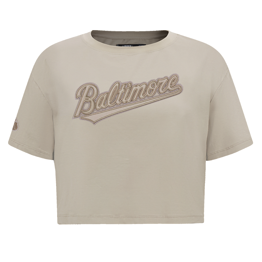 MLB BALTIMORE ORIOLES NEUTRAL WOMEN'S BOXY TOP (TAUPE)