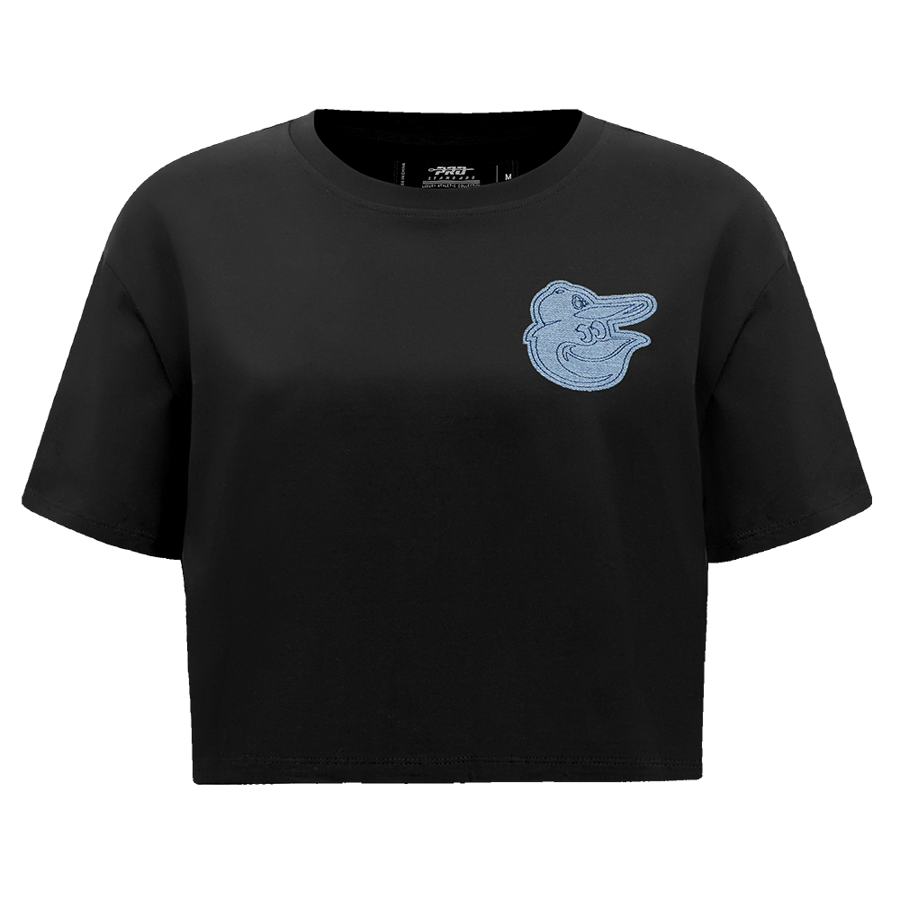 MLB BALTIMORE ORIOLES VARSITY BLUES HAUT À COUPE CARRÉE POUR FEMME (NOIR)
