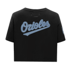 MLB BALTIMORE ORIOLES VARSITY BLUES HAUT À COUPE CARRÉE POUR FEMME (NOIR)