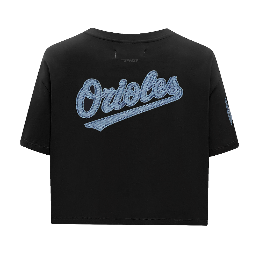 MLB BALTIMORE ORIOLES VARSITY BLUES HAUT À COUPE CARRÉE POUR FEMME (NOIR)