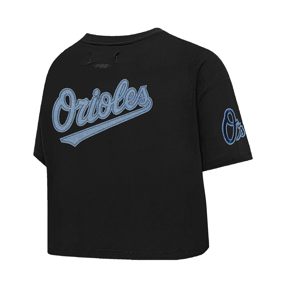 MLB BALTIMORE ORIOLES VARSITY BLUES HAUT À COUPE CARRÉE POUR FEMME (NOIR)