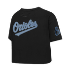 MLB BALTIMORE ORIOLES VARSITY BLUES HAUT À COUPE CARRÉE POUR FEMME (NOIR)