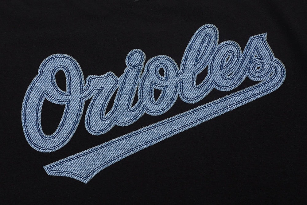 MLB BALTIMORE ORIOLES VARSITY BLUES HAUT À COUPE CARRÉE POUR FEMME (NOIR)