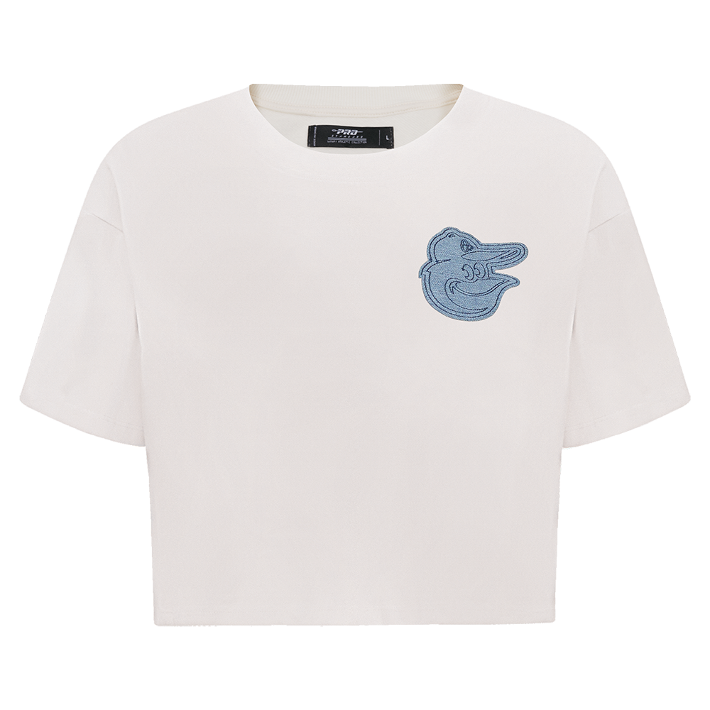 MLB BALTIMORE ORIOLES VARSITY BLUES WOMEN'S BOXY TOP (LINEN)