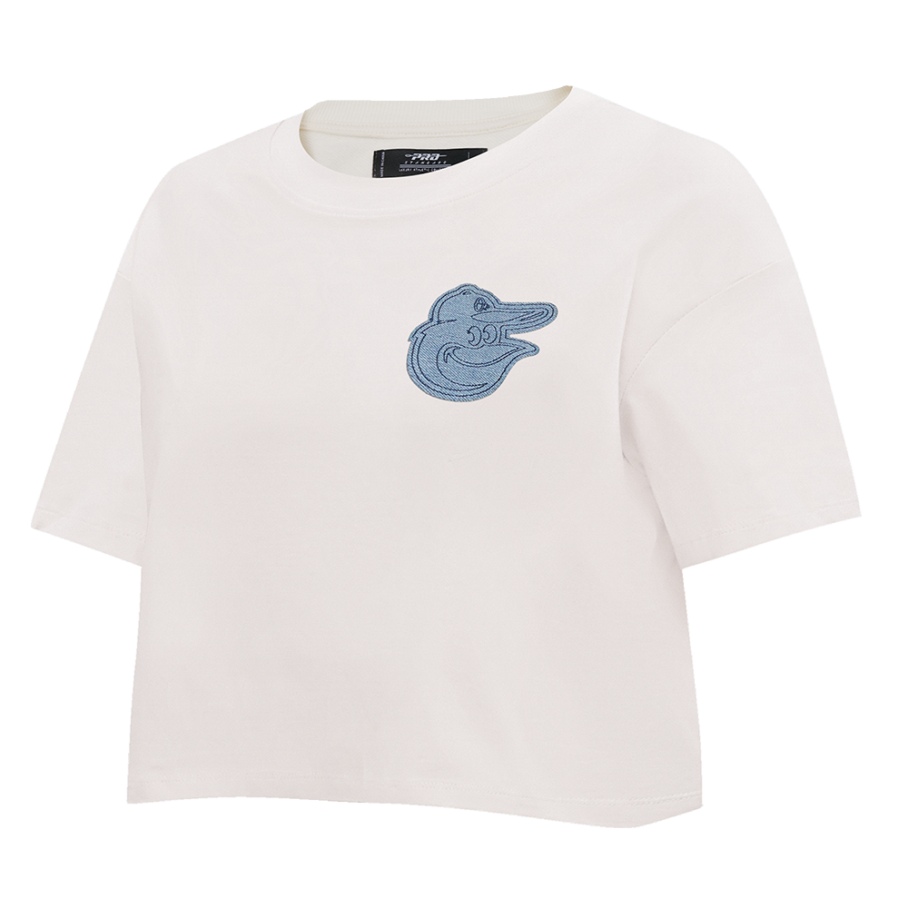MLB BALTIMORE ORIOLES VARSITY BLUES WOMEN'S BOXY TOP (LINEN)
