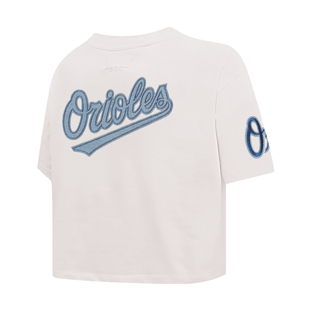 MLB BALTIMORE ORIOLES VARSITY BLUES WOMEN'S BOXY TOP (LINEN)