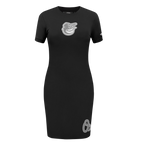 MLB BALTIMORE ORIOLES REVERSE FRENCH TERRY WOMEN'S BODYCON DRESS (BLACK)
