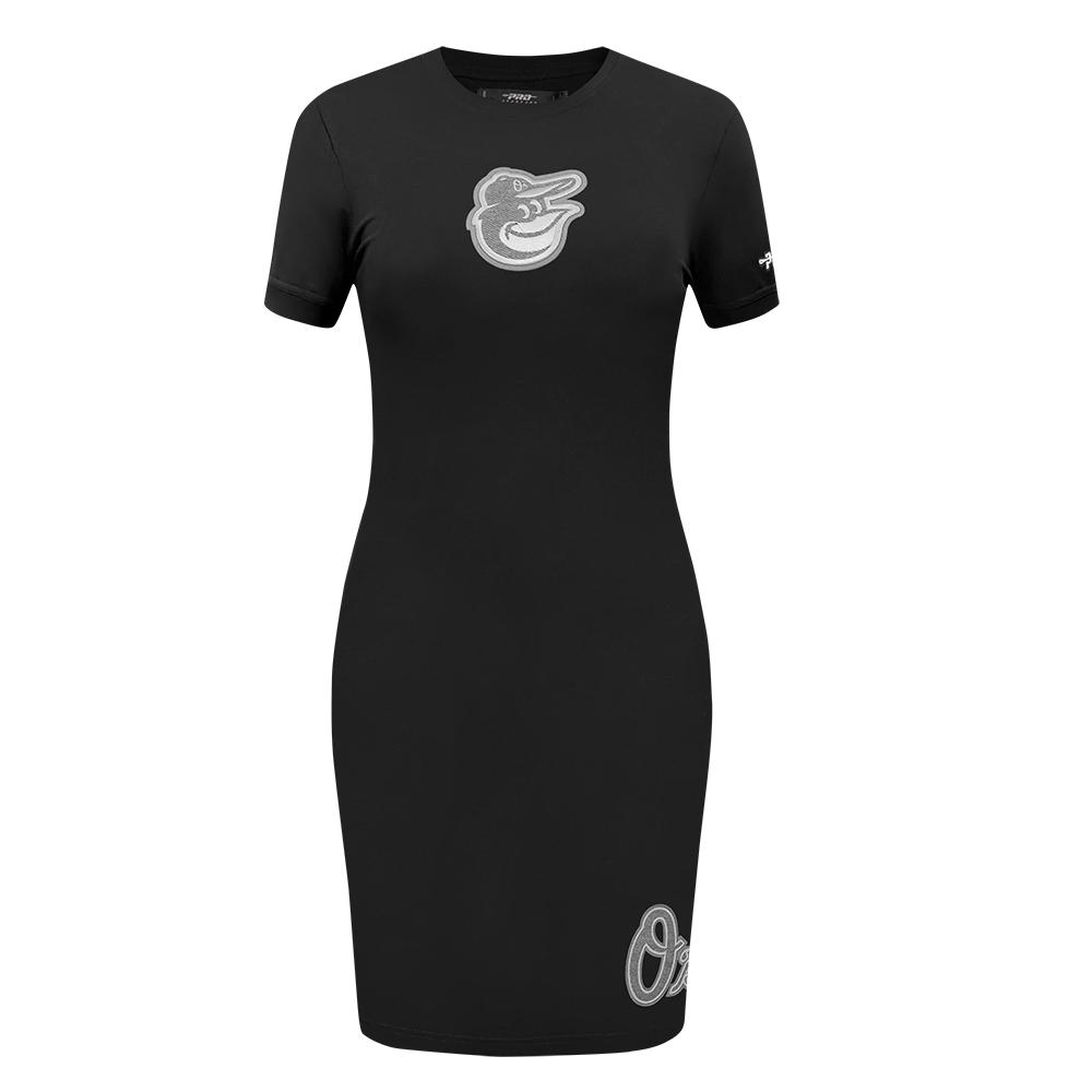 MLB BALTIMORE ORIOLES REVERSE FRENCH TERRY WOMEN'S BODYCON DRESS (BLACK)