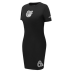 MLB BALTIMORE ORIOLES REVERSE FRENCH TERRY WOMEN'S BODYCON DRESS (BLACK)