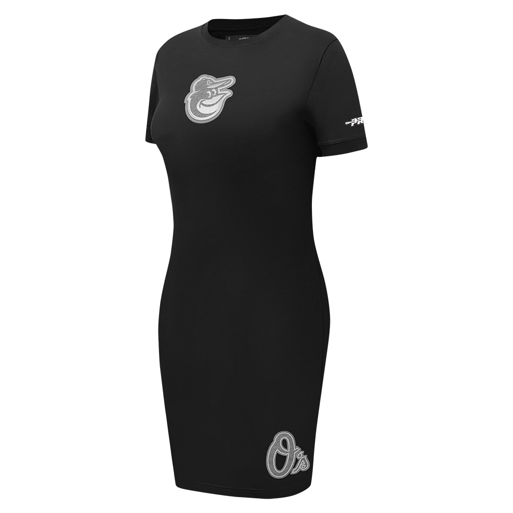 MLB BALTIMORE ORIOLES REVERSE FRENCH TERRY WOMEN'S BODYCON DRESS (BLACK)