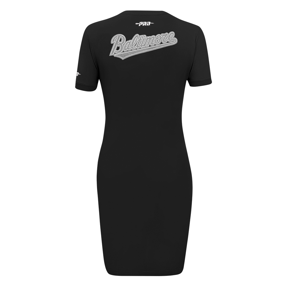 MLB BALTIMORE ORIOLES REVERSE FRENCH TERRY WOMEN'S BODYCON DRESS (BLACK)