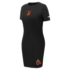 MLB BALTIMORE ORIOLES CLASSIC CHENILLE WOMEN'S BODYCON DRESS (BLACK)