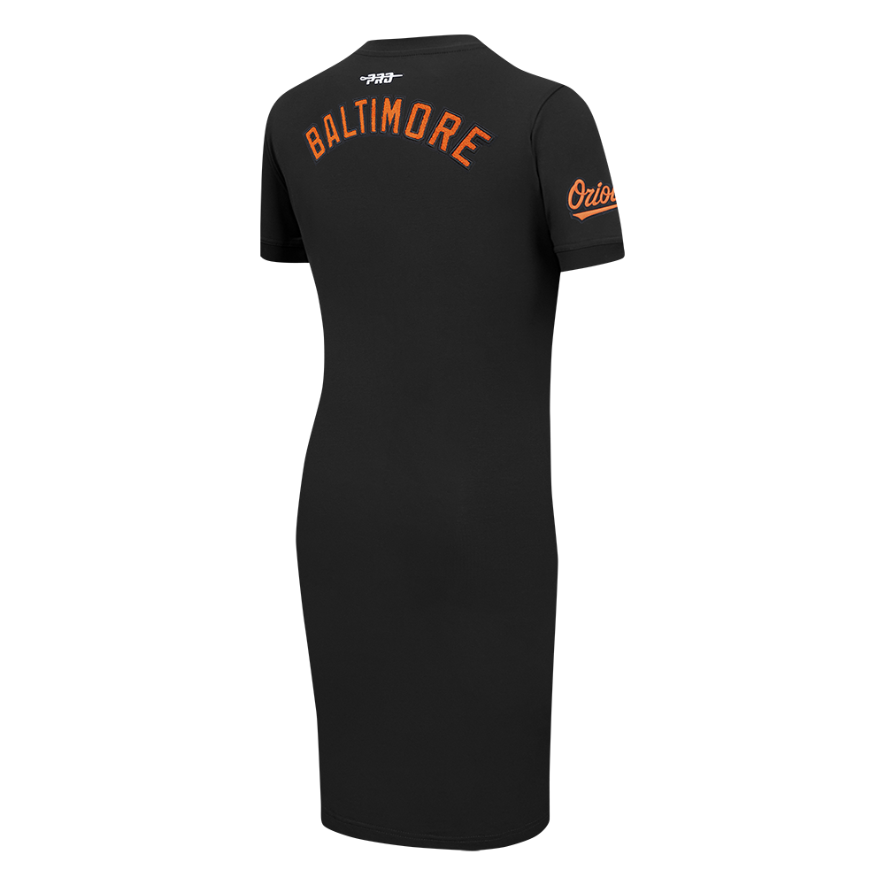MLB BALTIMORE ORIOLES CLASSIC CHENILLE WOMEN'S BODYCON DRESS (BLACK)