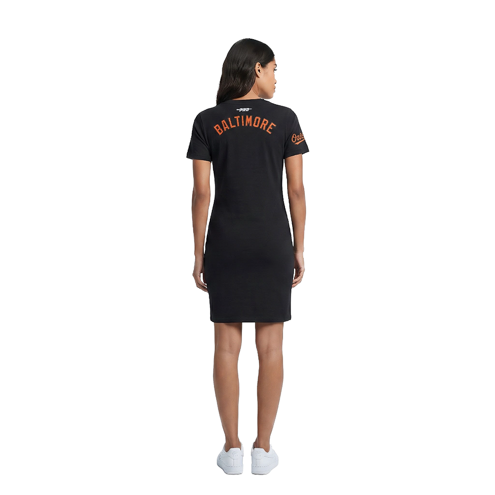 MLB BALTIMORE ORIOLES CLASSIC CHENILLE WOMEN'S BODYCON DRESS (BLACK)