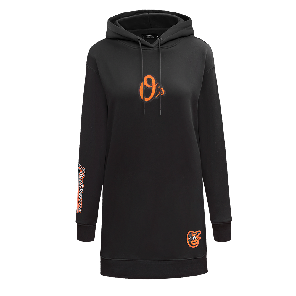 MLB BALTIMORE ORIOLES CLASSIC ROBE À CAPUCHON EN MOLLETON POUR FEMME (NOIR)