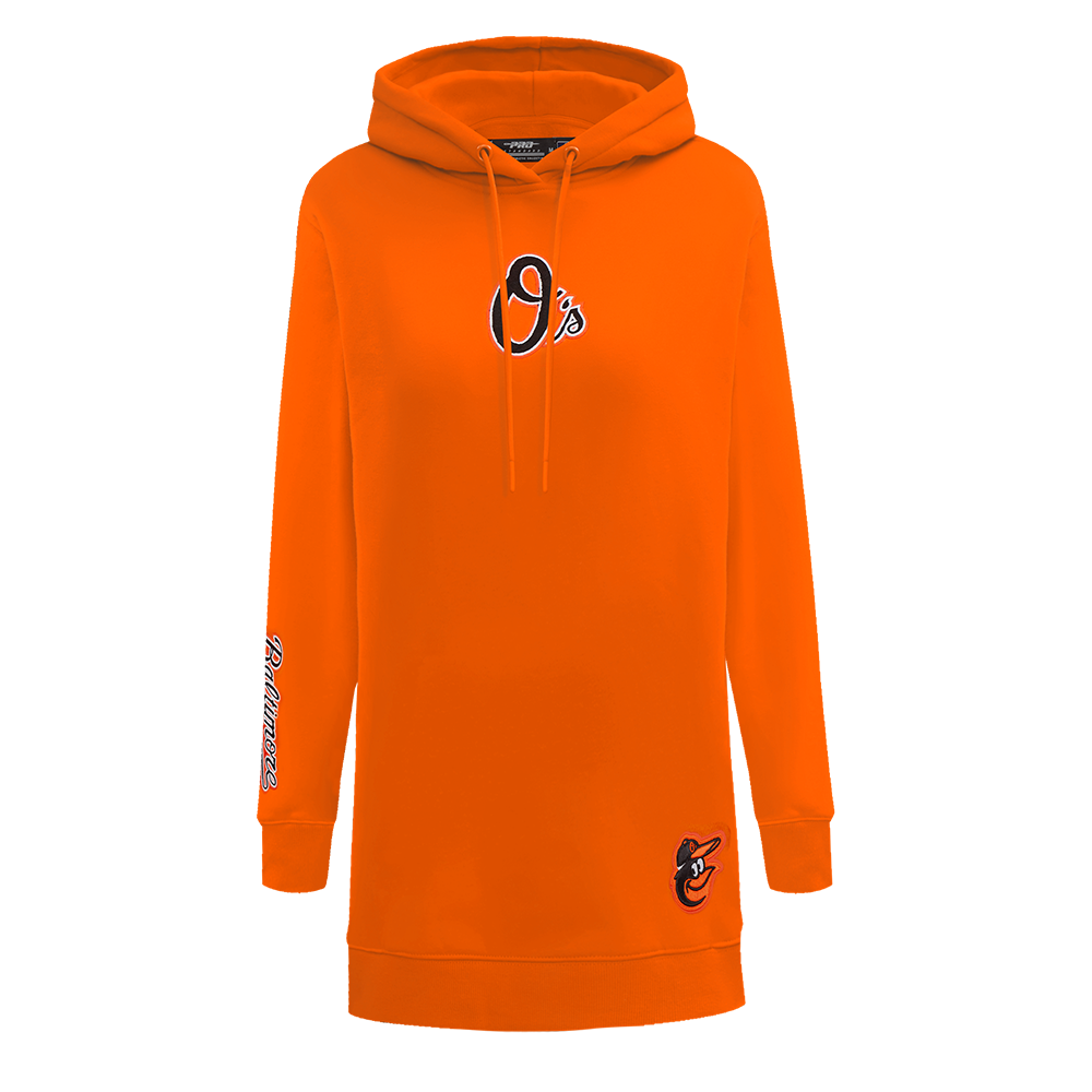 MLB BALTIMORE ORIOLES CLASSIC ROBE À CAPUCHON EN MOLLETON POUR FEMME (ORANGE)