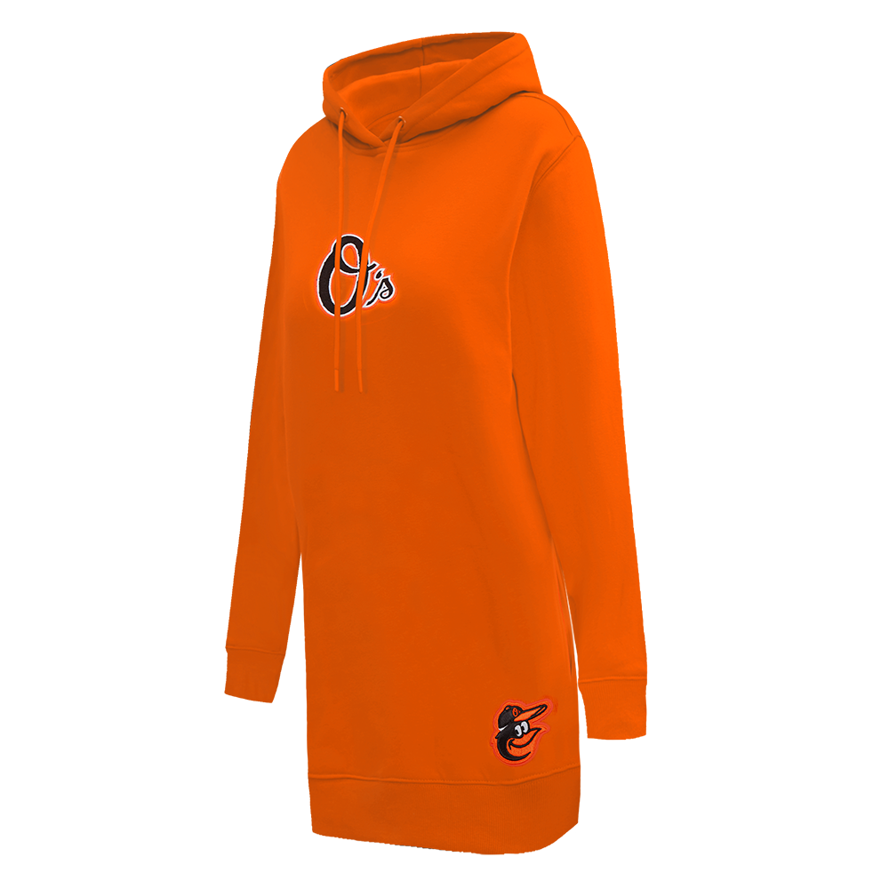 MLB BALTIMORE ORIOLES CLASSIC WOMEN'S FLEECE HOODIE DRESS (ORANGE)