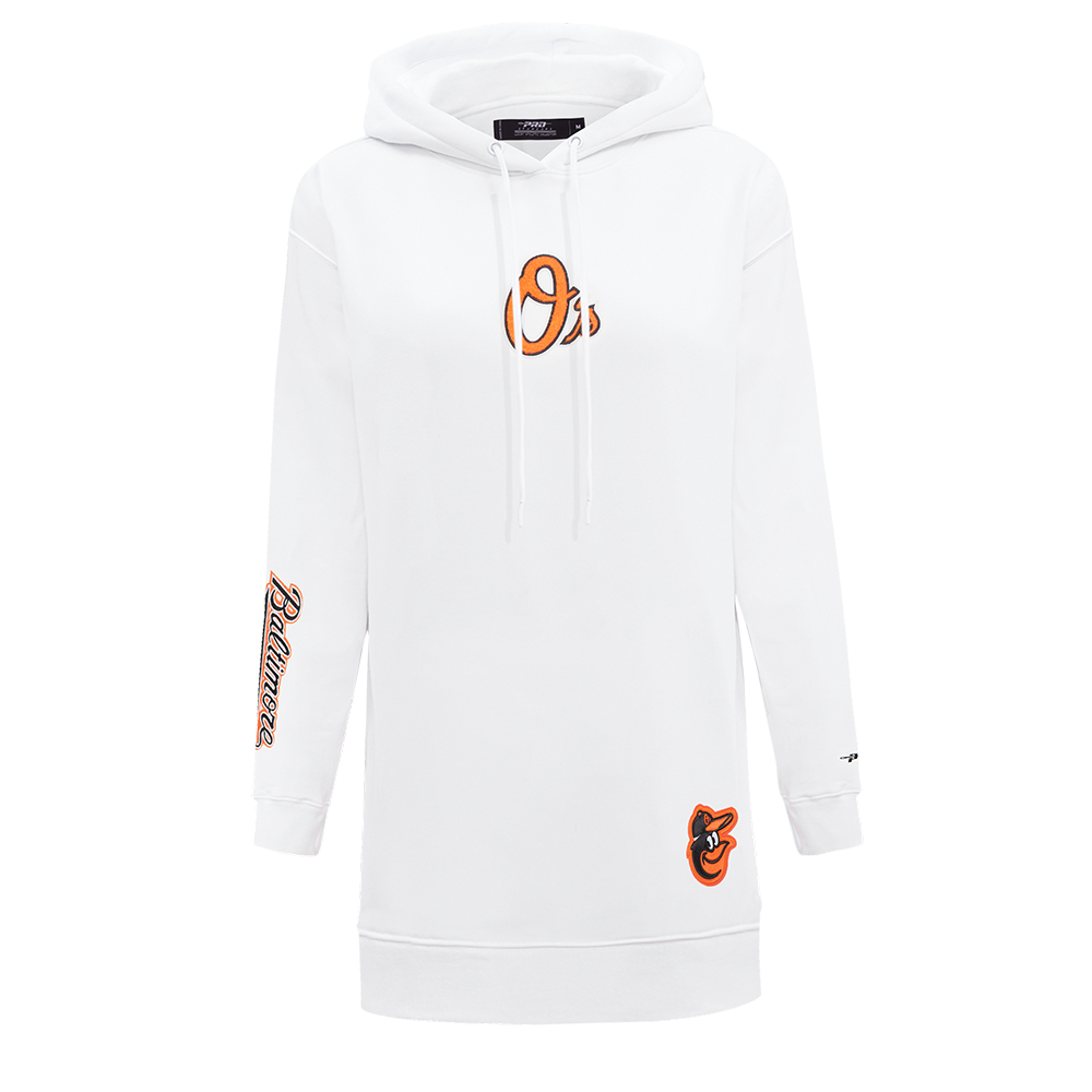 MLB BALTIMORE ORIOLES CLASSIC ROBE À CAPUCHON EN MOLLETON POUR FEMME (BLANC)