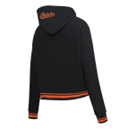 MLB BALTIMORE ORIOLES SCRIPT TAIL CHANDAIL À CAPUCHON COURT EN MOLLETON CÔTELÉ POUR FEMME (NOIR/ORANGE)
