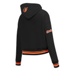 MLB BALTIMORE ORIOLES RETRO CLASSIC WOMEN'S RIB CROPPED PULLOVER HOODIE (BLACK/ORANGE)