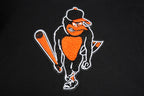 MLB BALTIMORE ORIOLES RETRO CLASSIC WOMEN'S RIB CROPPED PULLOVER HOODIE (BLACK/ORANGE)