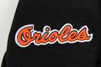 MLB BALTIMORE ORIOLES RETRO CLASSIC WOMEN'S RIB CROPPED PULLOVER HOODIE (BLACK/ORANGE)