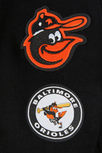 MLB BALTIMORE ORIOLES RETRO CLASSIC WOMEN'S RIB CROPPED PULLOVER HOODIE (BLACK/ORANGE)