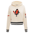 MLB BALTIMORE ORIOLES RETRO CLASSIC CHANDAIL À CAPUCHON COURT CÔTELÉ POUR FEMME (COQUILLE D'ŒUF/NOIR)