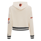 MLB BALTIMORE ORIOLES RETRO CLASSIC CHANDAIL À CAPUCHON COURT CÔTELÉ POUR FEMME (COQUILLE D'ŒUF/NOIR)