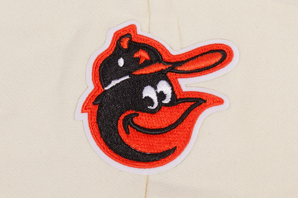 MLB BALTIMORE ORIOLES RETRO CLASSIC CHANDAIL À CAPUCHON COURT CÔTELÉ POUR FEMME (COQUILLE D'ŒUF/NOIR)