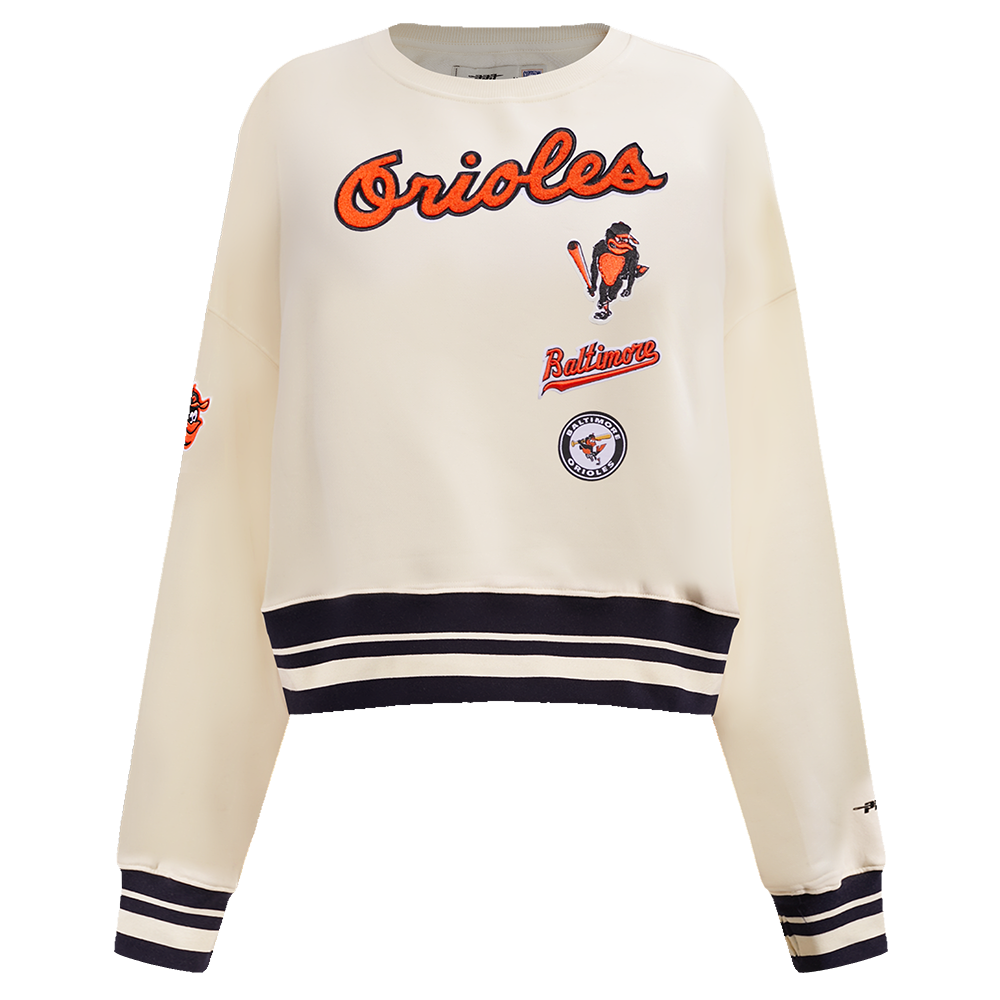 MLB BALTIMORE ORIOLES RETRO CLASSIC CHANDAIL À COL ROND CÔTELÉ POUR FEMME (COQUILLE D'ŒUF/NOIR)