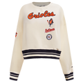 MLB BALTIMORE ORIOLES RETRO CLASSIC CHANDAIL À COL ROND CÔTELÉ POUR FEMME (COQUILLE D'ŒUF/NOIR)