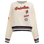 MLB BALTIMORE ORIOLES RETRO CLASSIC CHANDAIL À COL ROND CÔTELÉ POUR FEMME (COQUILLE D'ŒUF/NOIR)