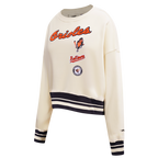 MLB BALTIMORE ORIOLES RETRO CLASSIC CHANDAIL À COL ROND CÔTELÉ POUR FEMME (COQUILLE D'ŒUF/NOIR)