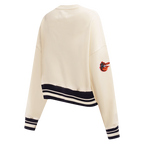 MLB BALTIMORE ORIOLES RETRO CLASSIC CHANDAIL À COL ROND CÔTELÉ POUR FEMME (COQUILLE D'ŒUF/NOIR)